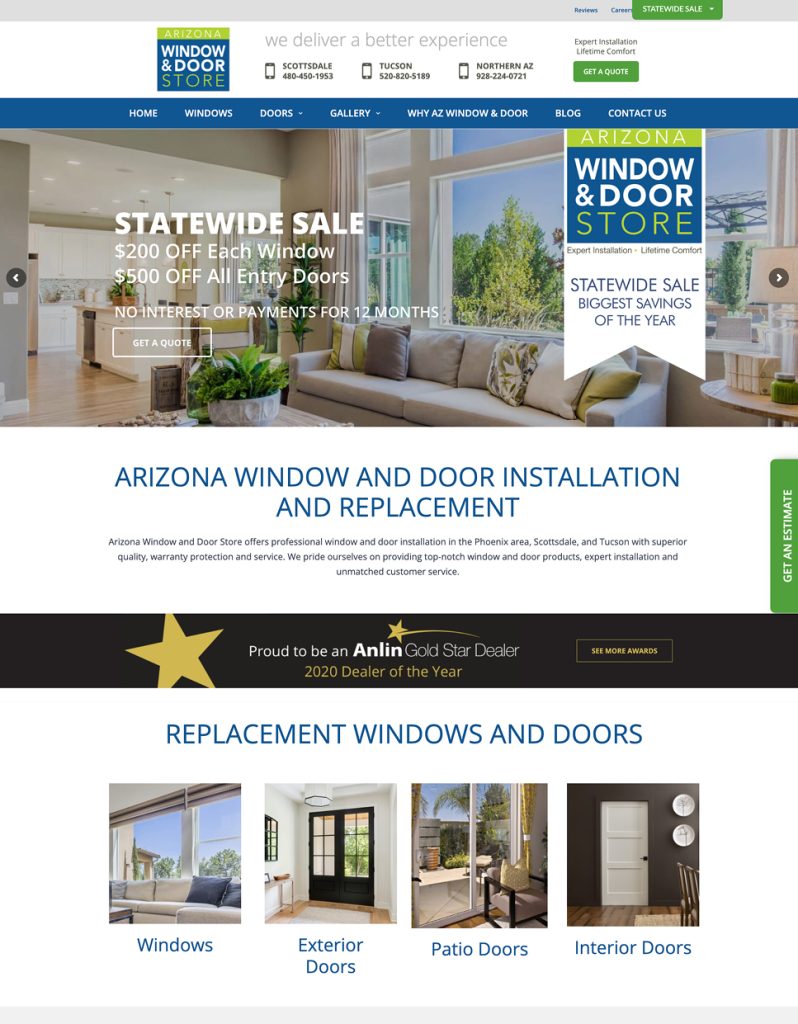 Arizona window and door store the web developer